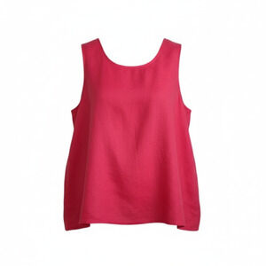 Christopher Calvin Red Linen Tank XL Boho Coastal Lagenlook Summer Vacation USA